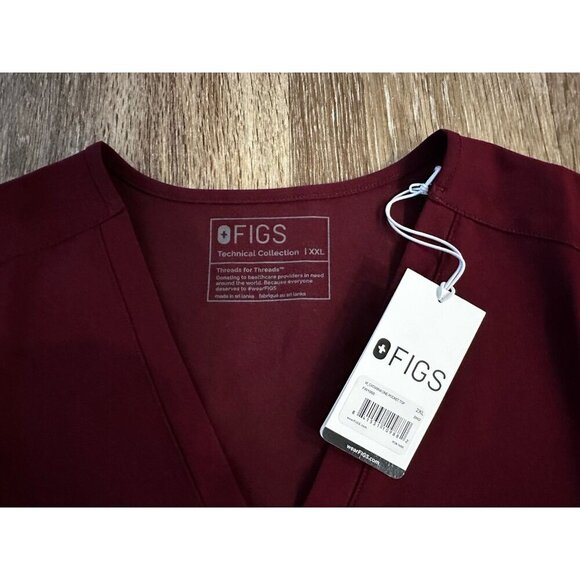 Figs NWT Catarina One-Pocket Scrub Top in Burgundy Size 2XL - Picture 4 of 5